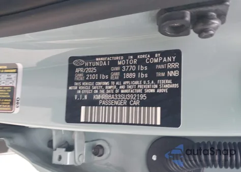 2025 Hyundai Venue Se z USA, uszkodzony, nr VIN KMHRB8A33SU392195